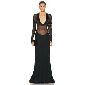 LaQuan Smith Scoop Neck Gown in Black Small New Womens Long Maxi Gown